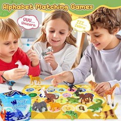Alphabet Mystery Box Learning Toy – 26 Animal Figurines, Letter Matching Game, M