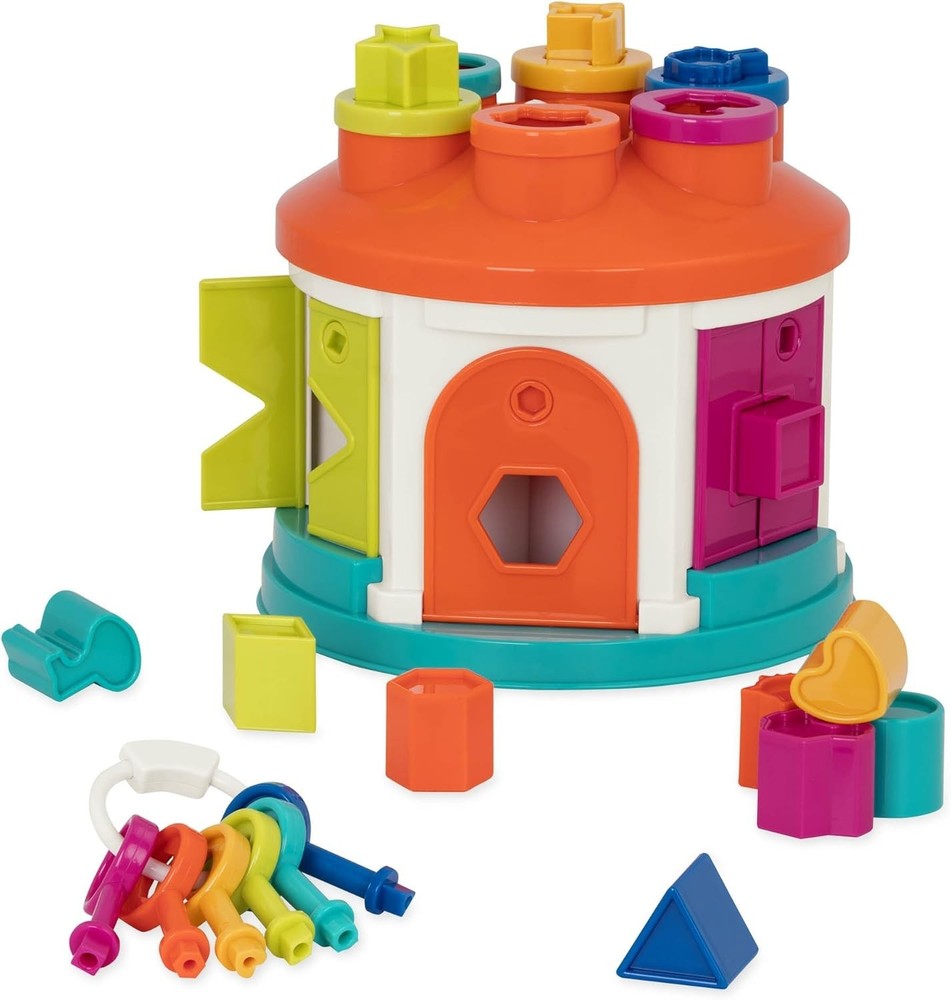 Battat – Shape Sorter House – Color and Shape Sorting Toy with 6 Keys and 12 Sha