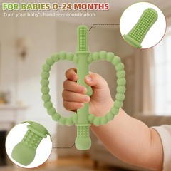 Fu Store Hollow Teether Tube 5 6 Piece Set, Green, Blue, Pink, Yellow, Purple