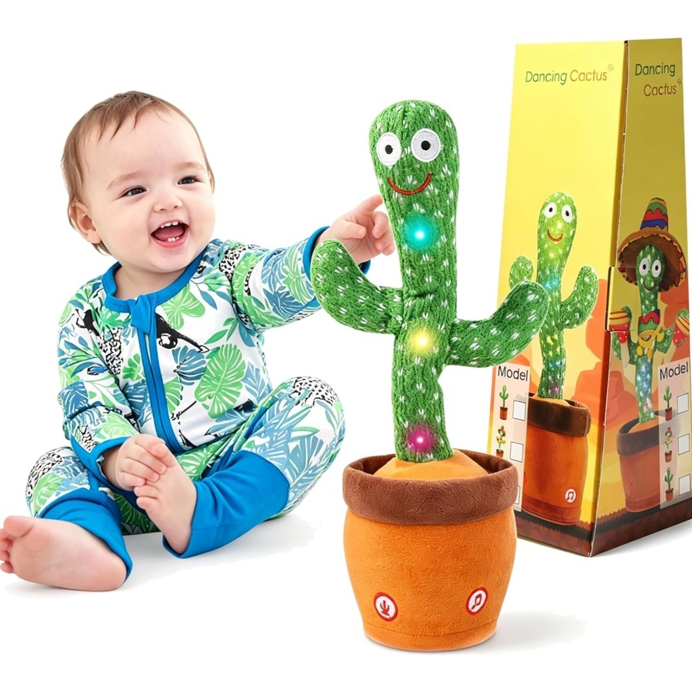 Dancing Cactus, Talking Cactus Baby Toy, Colorful Glowing Repeating Cactus To…