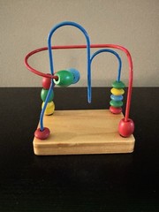 Vintage Wooden Wire Bead Maze Toy Educational Sensory Roller Coaster Small 6”x4”