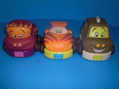 3 Just B You Wheeee-ls! Pull Back & Go Toddler Cars – Truck Taxi Striped Cat Car