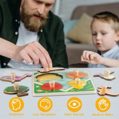 4pcs Wooden Peg Puzzles For Baby Toddlers Preschool Learning Educational Board