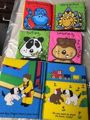 Lot of 6 Baby Soft/cloth educational interactive books animals farm