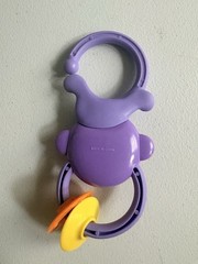 Purple Monkey Hanging Baby Rattle Toy w/ Yellow & Orange Fisher Price