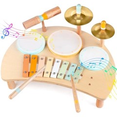Kids Drum Set Montessori Musical Instruments for Toddlers 1-3, Multicolored