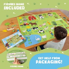 BONNYCO Felt Board for Toddlers with 92 Animal Farm Figures. Montessori and Sens