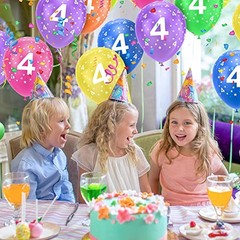 Ainiv 4th Birthday Balloons 18PCS, 12inch Numbers Printed 18pcs-4nd Birthday