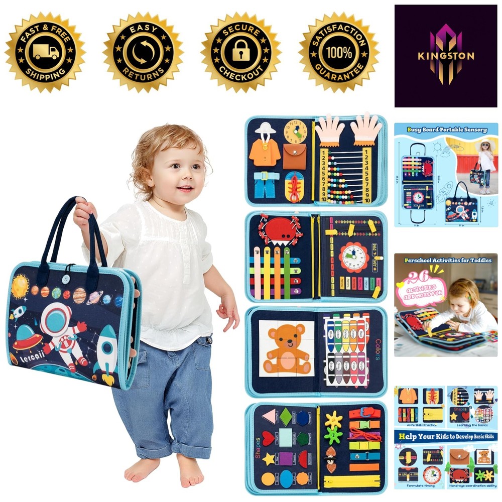 Interactive Toddler Busy Board Book – Fine Motor Skills & Cognitive Development