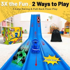 3-Lane Flexible Race Track 20FT DIY Racetrack Kids Hot Wheels Compatible