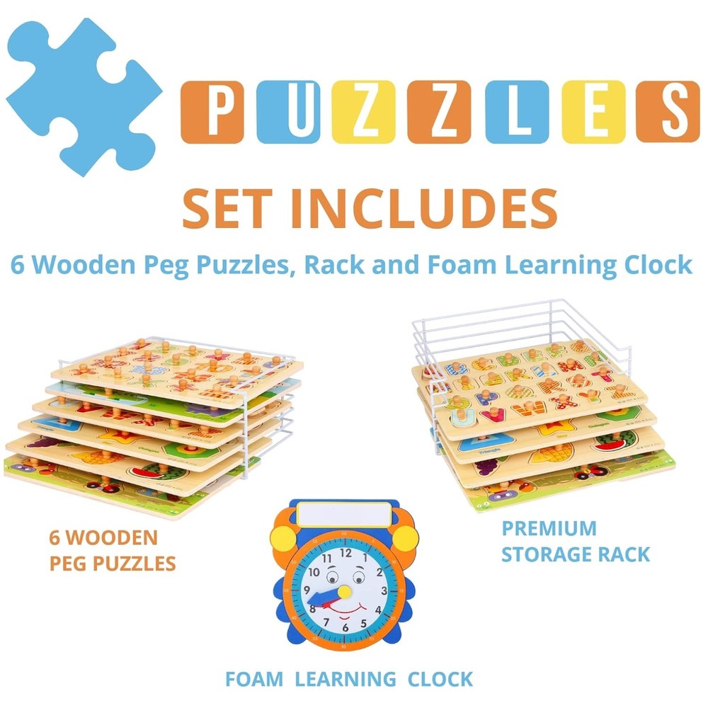Interactive Toddler Puzzle Set with Learning Clock