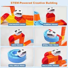 Electric Train Set for Kids, Flexible Race Track with Rechargeable Motorized