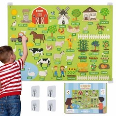 Felt Board for Toddlers with 92 Animal Figures. Montessori and Sensory Farm