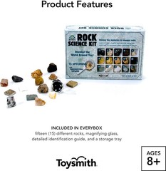 Engaging STEM Rock Science Kit – 15 Specimens, Viewer & Identification Guide