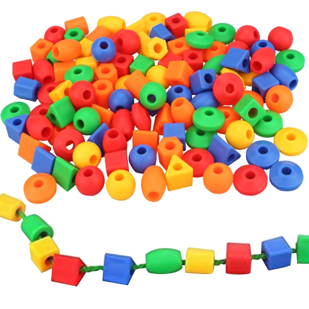 Lacing Beads for Toddlers (60 Stringing Beads,4 Strings) -Educational Montess…