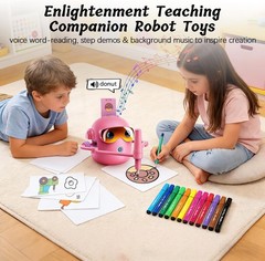 Smart Drawing Robot for Kids – 100 Cards, Voice Learning, Pens & Brushes Set