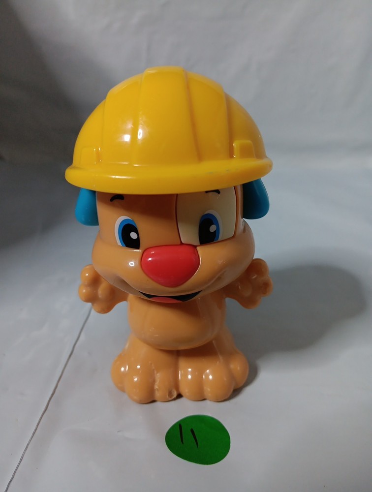 Mattel FISHER PRICE Laugh & Learn PUPPY Dog Rattle 4″ Construction Hat Toy