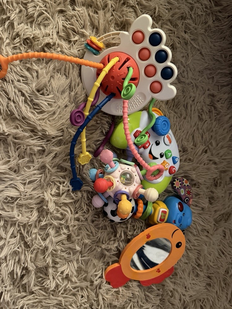 Multicolor Animal Baby Activity Toy w/ Mirror, Rattle, Beads, Textures 0-6M