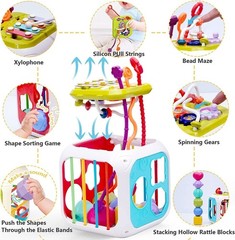 Montessori Educational Baby Activity Cube Shape Sorter Learning Toy