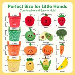 hahaland Baby Sensory Toys – 16 PCS My First Fruit Red, Green, Yellow, Orange