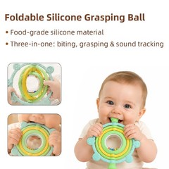 Rotatable Silicone Teether Toy for Babies Over 3 Months -BPA Free, Food Green
