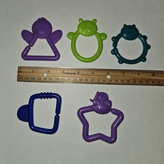 5 Baby Toy Links Lot Loop Hook Ring Blue Green Purple Animals abcdefghijkl