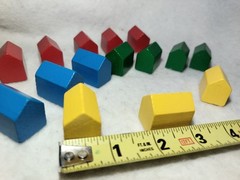 15 Pc. Lot Diorama Rainbow Blocks Little Houses Wooden Geometric Toy Repurpose