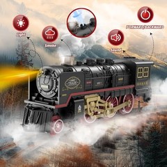 Electric Train Set, Steam Train Toy with Locomotive and Tracks, Upgraded