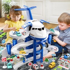 Airplane Toys for Toddlers 3-5 – Car Race Tracks for Kids Ages 4-8 with 8 Sma…