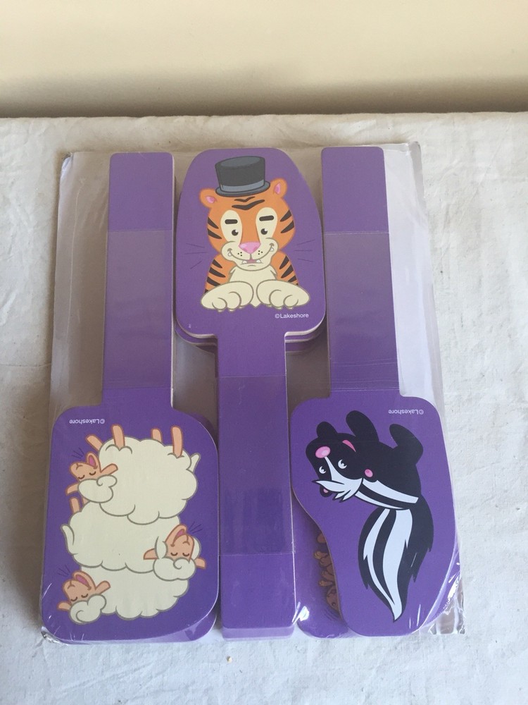 New Sealed Lakeshore Educational Toys Illustrated Animal Character Game Paddles
