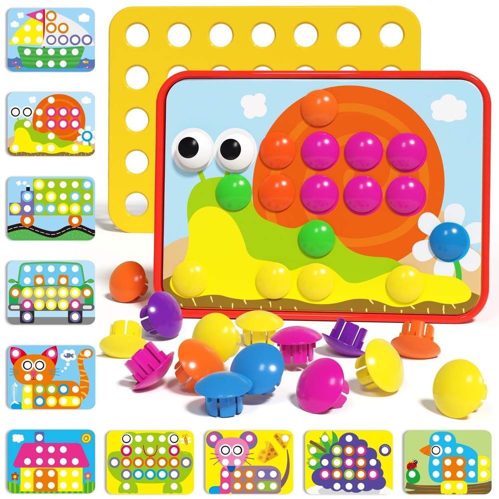 AMOSTING Button Art Toy – Educational 22 cm x 30 x 4.5 cm, multicolored