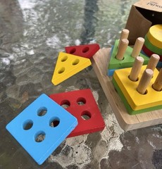 Boxiki Geometric Puzzle Stacker Shape Sorter Stacking Set Kids 18+Mos