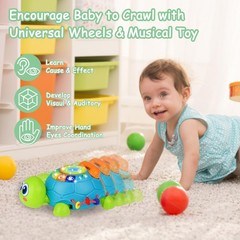 Baby Toys 6-12 Months, Musical Turtle Crawling Baby Toys for 12-18 Months, Tummy