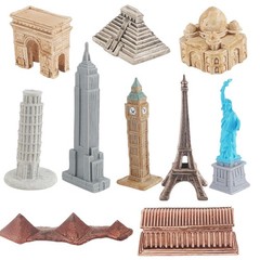 10 Pieces Famous Landmark Buildings Miniature Model Figure Set Decoration