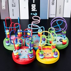 Baby Montessori Educational Math Toy Kids Circles Bead Wire Maze Roller Coaster
