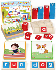 Wooden CVC Word Spelling Games, Montessori Educational Learning Toys Gifts for 3