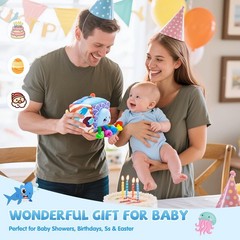 SAIMAND Baby Toys 6-12 Months–Mystery Soft Box with 5 Plush Marine Animals,Ra…