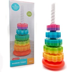 Durable 1 PCS Rainbow Spin Tower – Sensory Stacking Toy for Young Minds