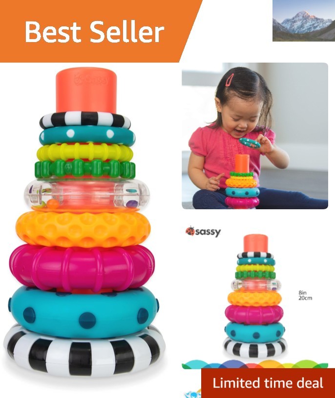 Engaging 9 Piece Stacking Ring Toy – Early STEM Learning for Infants 6+