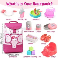 Baby Doll Accessories Playset, Baby Doll Care Toys with Changing Bag Backpack…