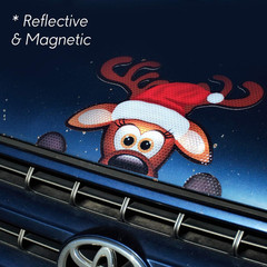 Jumbo Reflective Magnetic Santa’S Helper Reindeer Face Car Decorations Kit – Fun