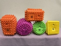 HEDSTROM SOFT SENSORY SHAPE BLOCKS, STIMULATING, SQUEEZABLE, ROUNDED NUBS, VINYL