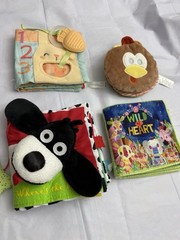 Baby Soft Cloth Books Bundle Lot 4 Sensory Crinkle Teether Toy Books