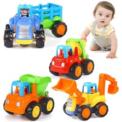 Colorful Friction Powered Construction Vehicles Set – 4PCS Educational Toy