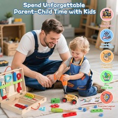 Kids Tool Set with Drill, Educational Montessori Toys for 3 Old Boys 44 Pcs …