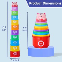 Baby Stacking Cups, Nesting Stacking Toys for Toddlers 1-3 Montessori Toys fo…