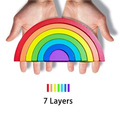 Wooden Rainbow Stacking Toy, Wood Stacker Arch Game, Montessori Arch Bridge R…