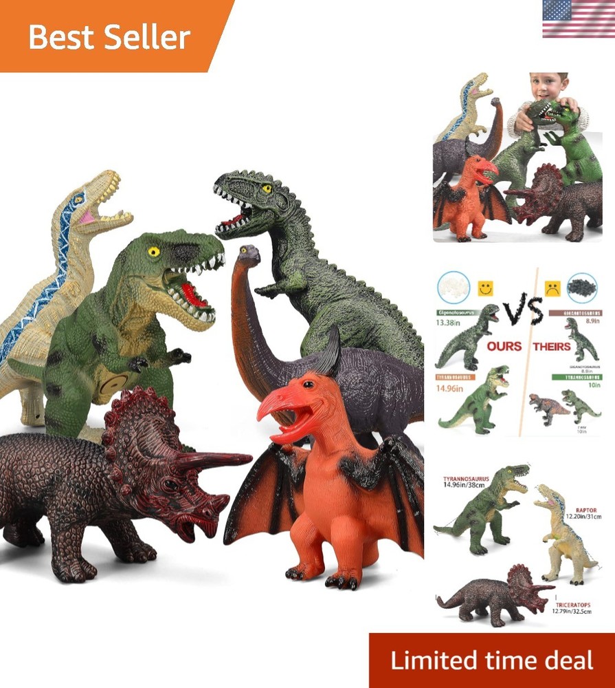Large 6-Piece Dinosaur Toy Set – Durable and Realistic for Imaginative Play