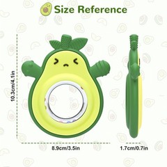 MISSLILI Teething Toy for Babies, Silicone Avocado Shape with D1383-LGN