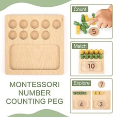 Montessori Toys – Counting Peg Board for Kids – Montessori Math and Numbers f…